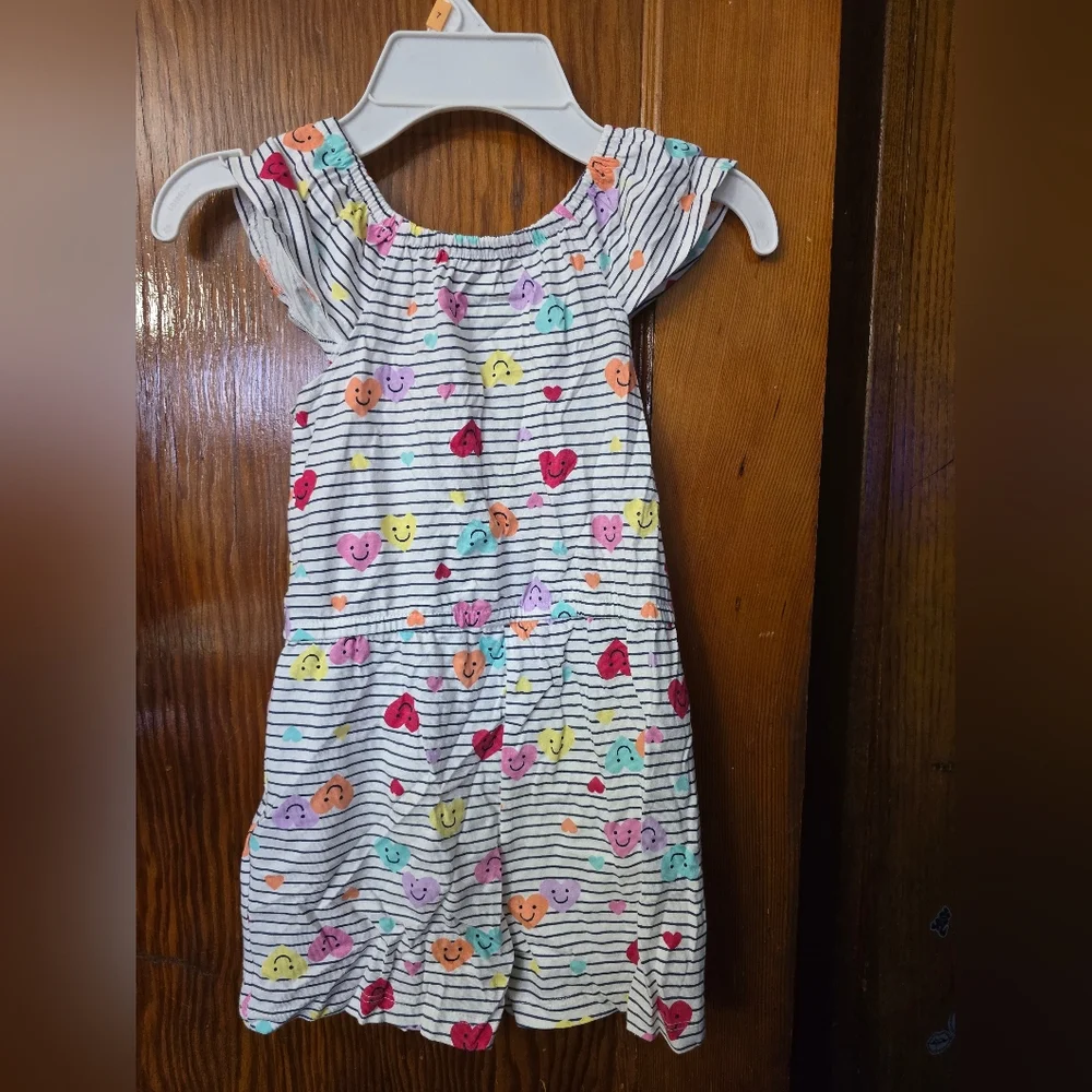 Girls Primark Striped Heart Romper Size 4-5